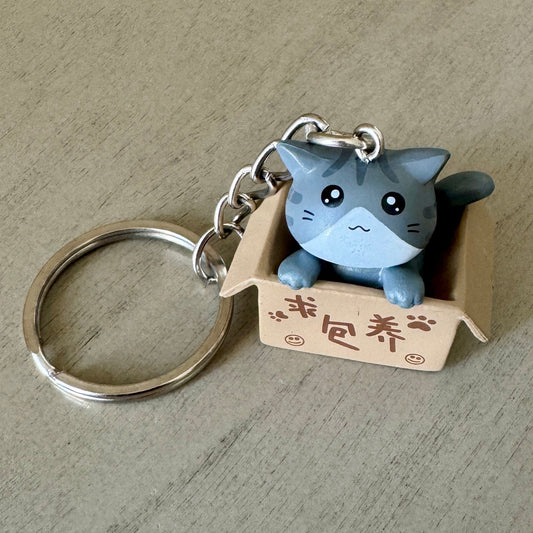 Kitten in a Box Keychain