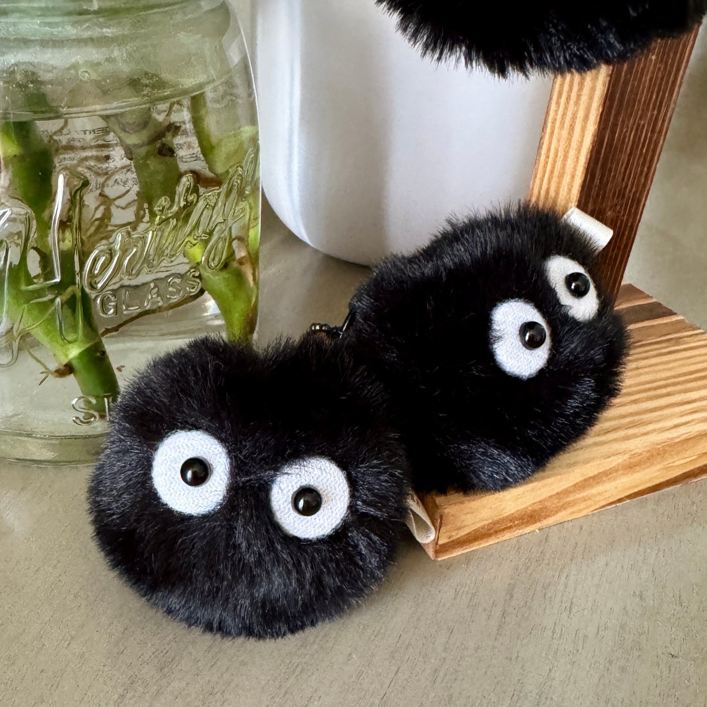 Fuzzy Soot Sprite Keychain