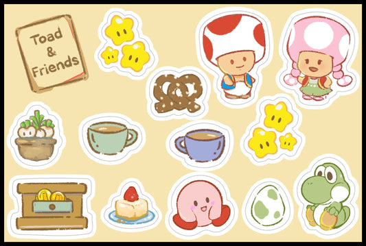 Toad and Friends Sticker Sheet