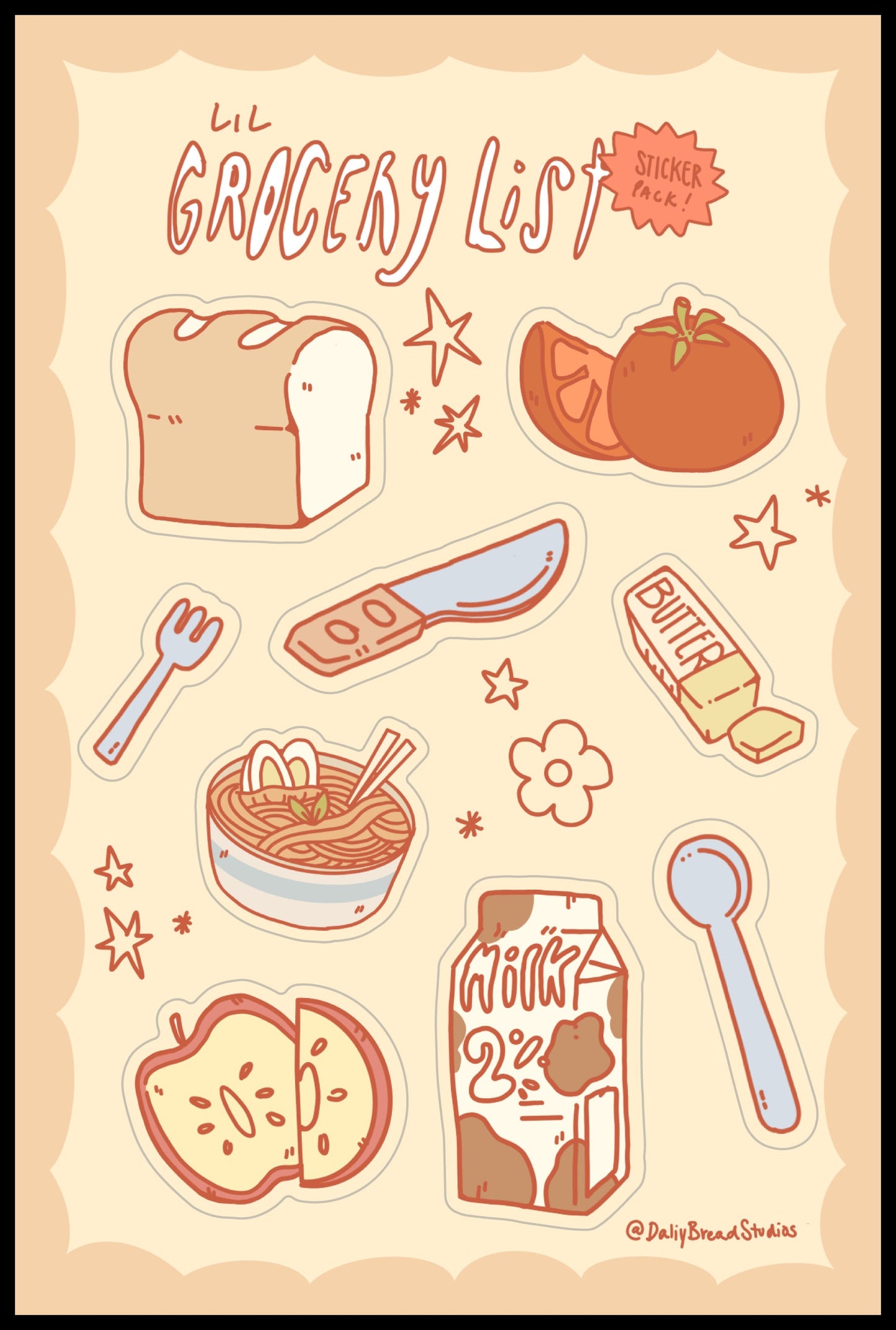 Grocery List Sticker Sheet