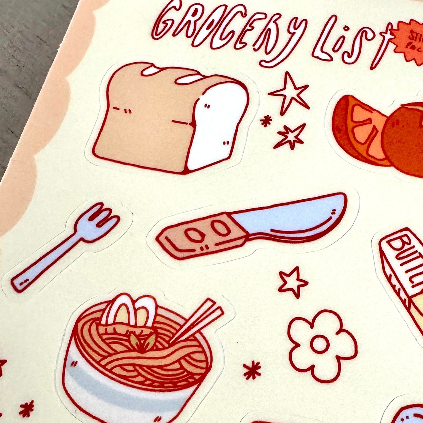 Grocery List Sticker Sheet