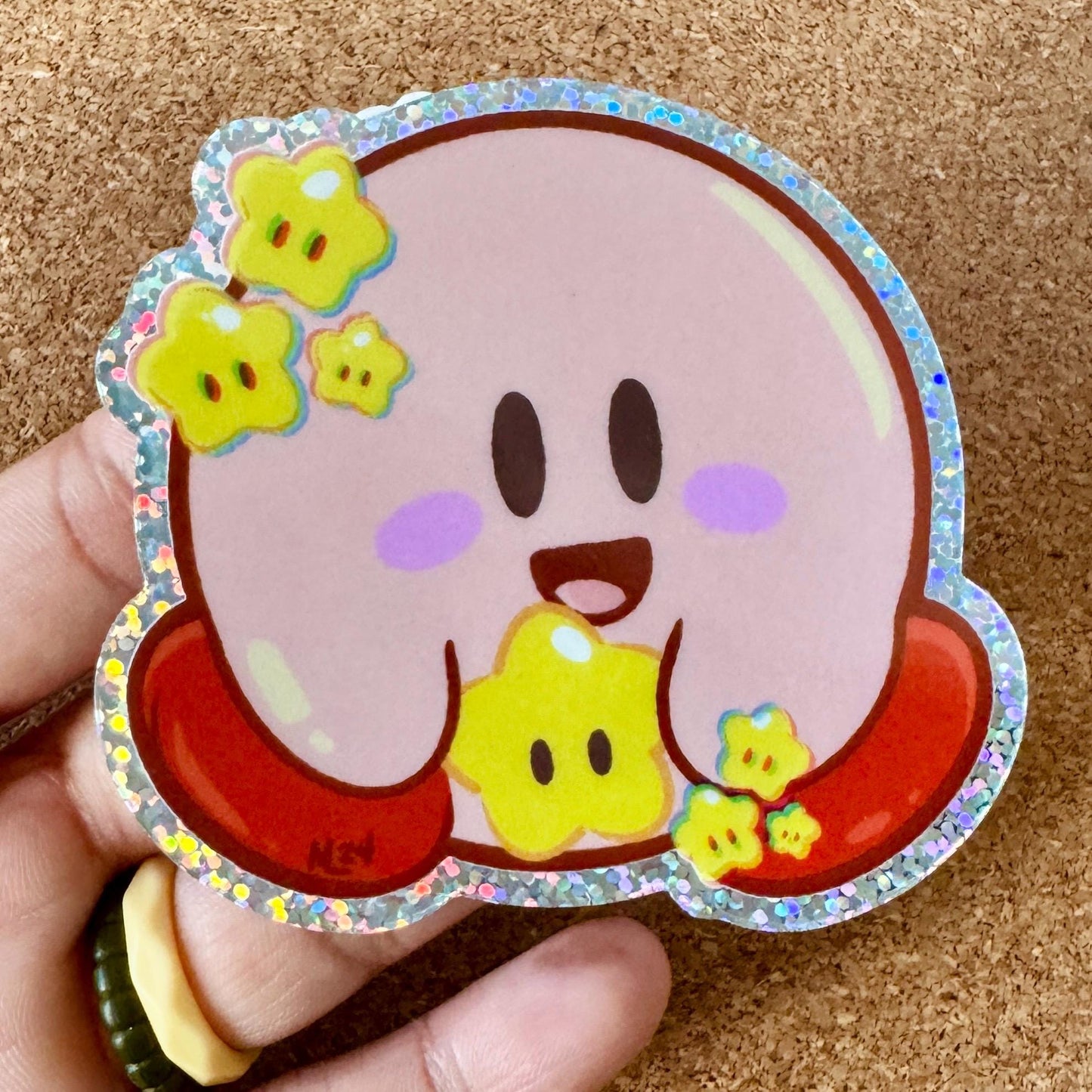 Holographic Fanart Kirby Sticker