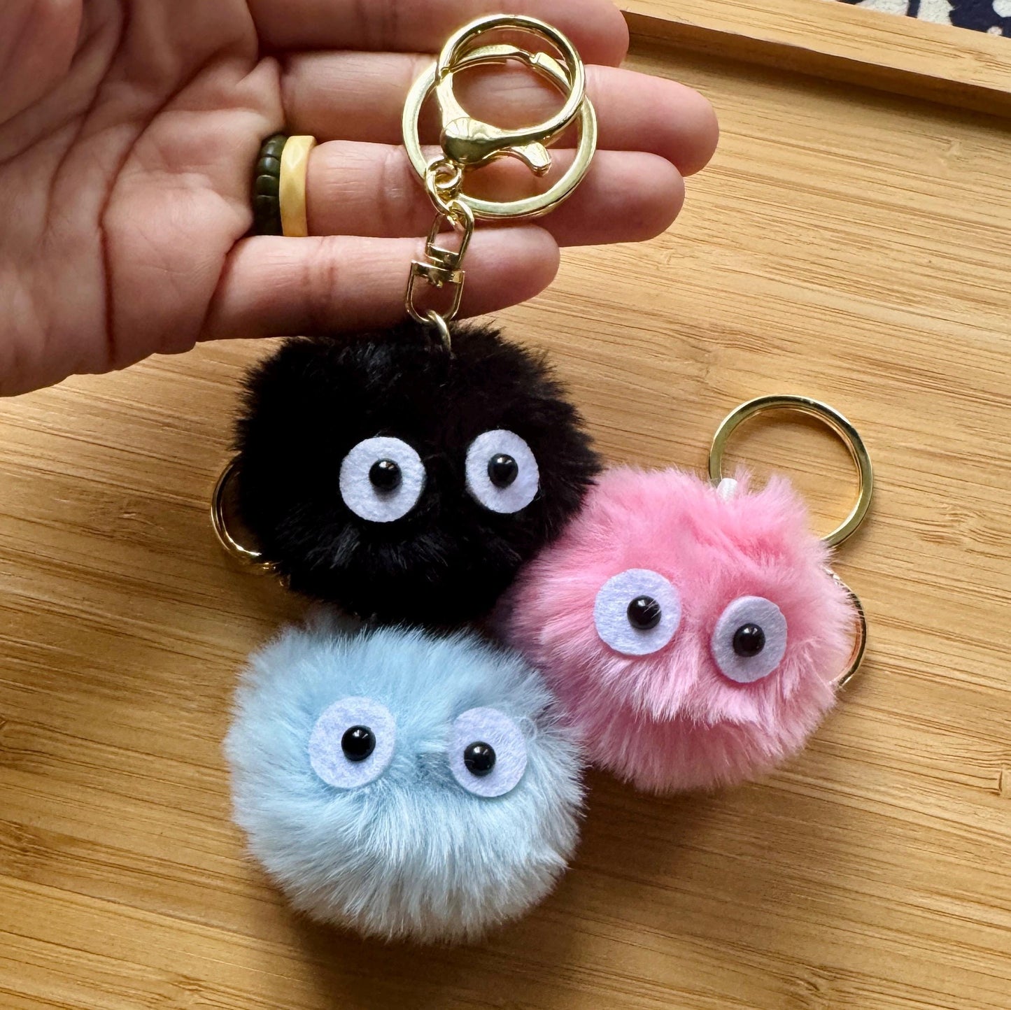 Fuzzy Soot Sprite Keychain